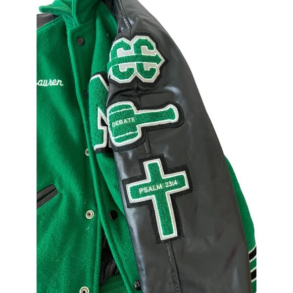 Dilly Letter Jacket Women's Varsity Jacket Green Size XS Quilted Pharr Stahhp - Picture 11 of 12